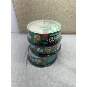 Memorex CD-RW 700MB 3X25 PACK 80 Minute 4x Multi Speed 25 Pack Spindle Lot of 3